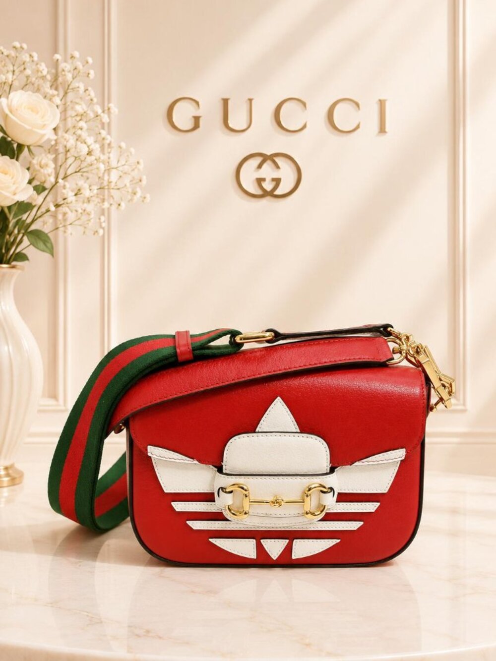 Authentic Gucci Zumi Small Red Leather Horsebit Crossbody Bag